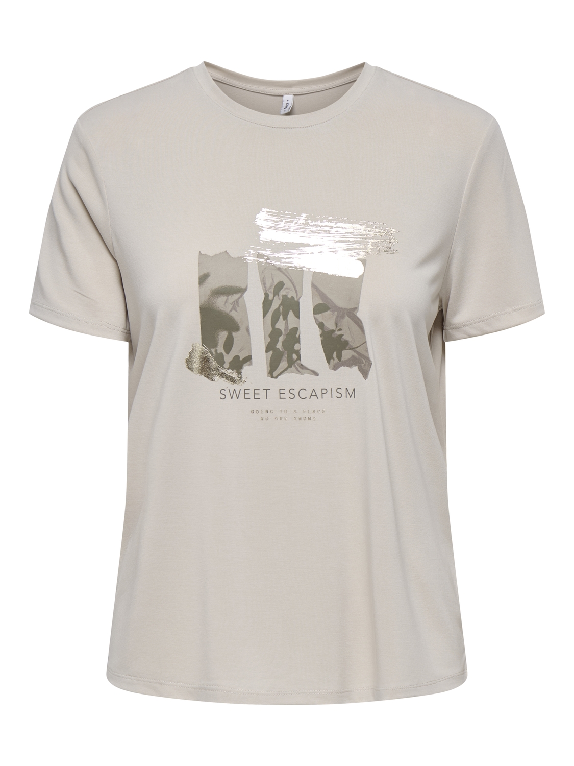 Only Onlfree Life Reg S/s Leaf Top Box Jrs 15303212 T-shirt Korte Mouw Pumice Stone Sweet Escapisme