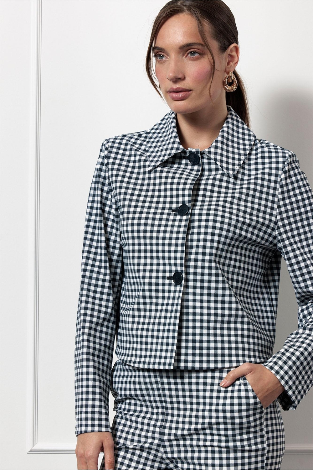 Studio Anneloes Klaartje Check Jacket 12790 Jackets 6911 Dark Blue/off White