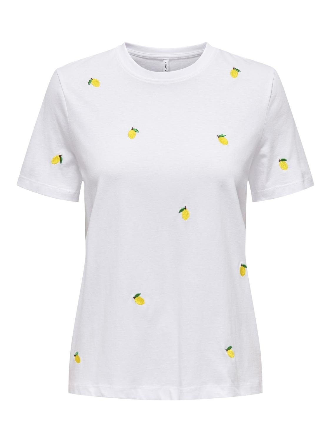 Only Onlketty Life S/s O-neck Top Jrs Noos T-shirts Bright White Lemon
