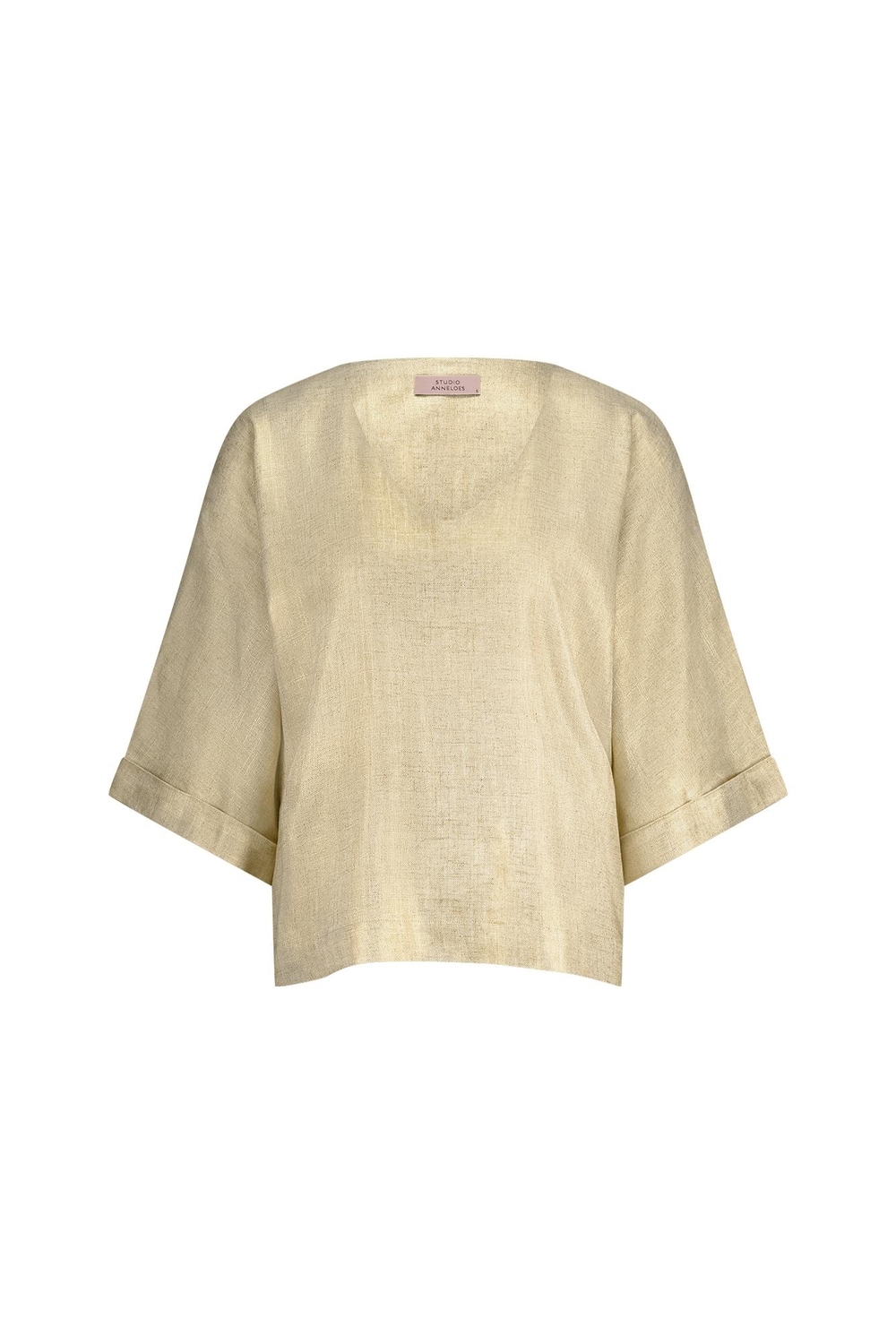 Studio Anneloes Madison Gold Linen Top 12759 T-shirt Lange Mouw 0002 Gold