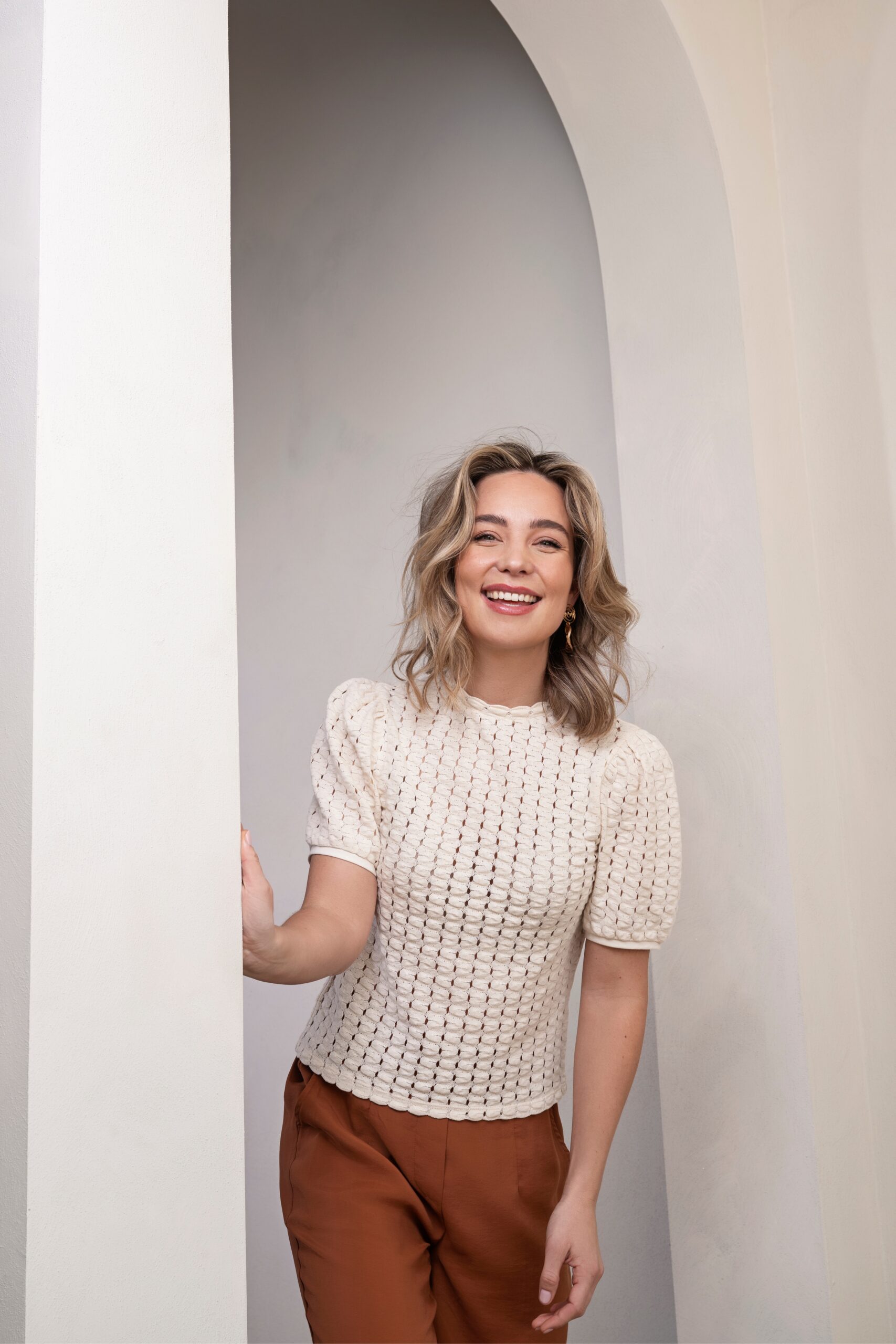 Elvira Casuals Top Luna E2 25-009 T-shirt Korte Mouw 135 Creme