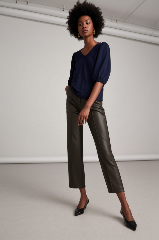 Helena Hart 7664 - Top Puff Soft T-shirt Korte Mouw Marine