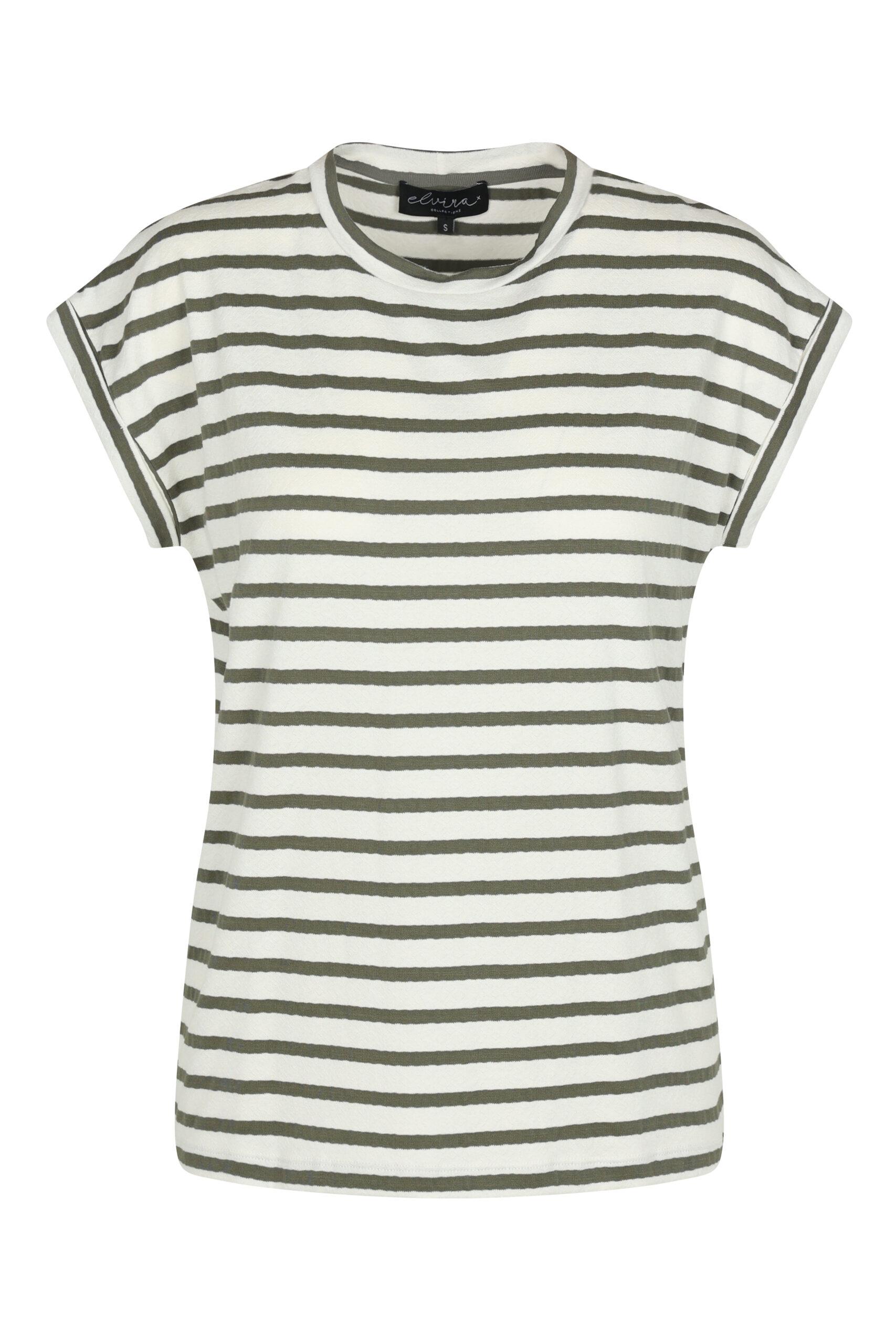 Elvira Casuals Top Saar E3 25-007 Tops En Singlets 140 Green Stripe