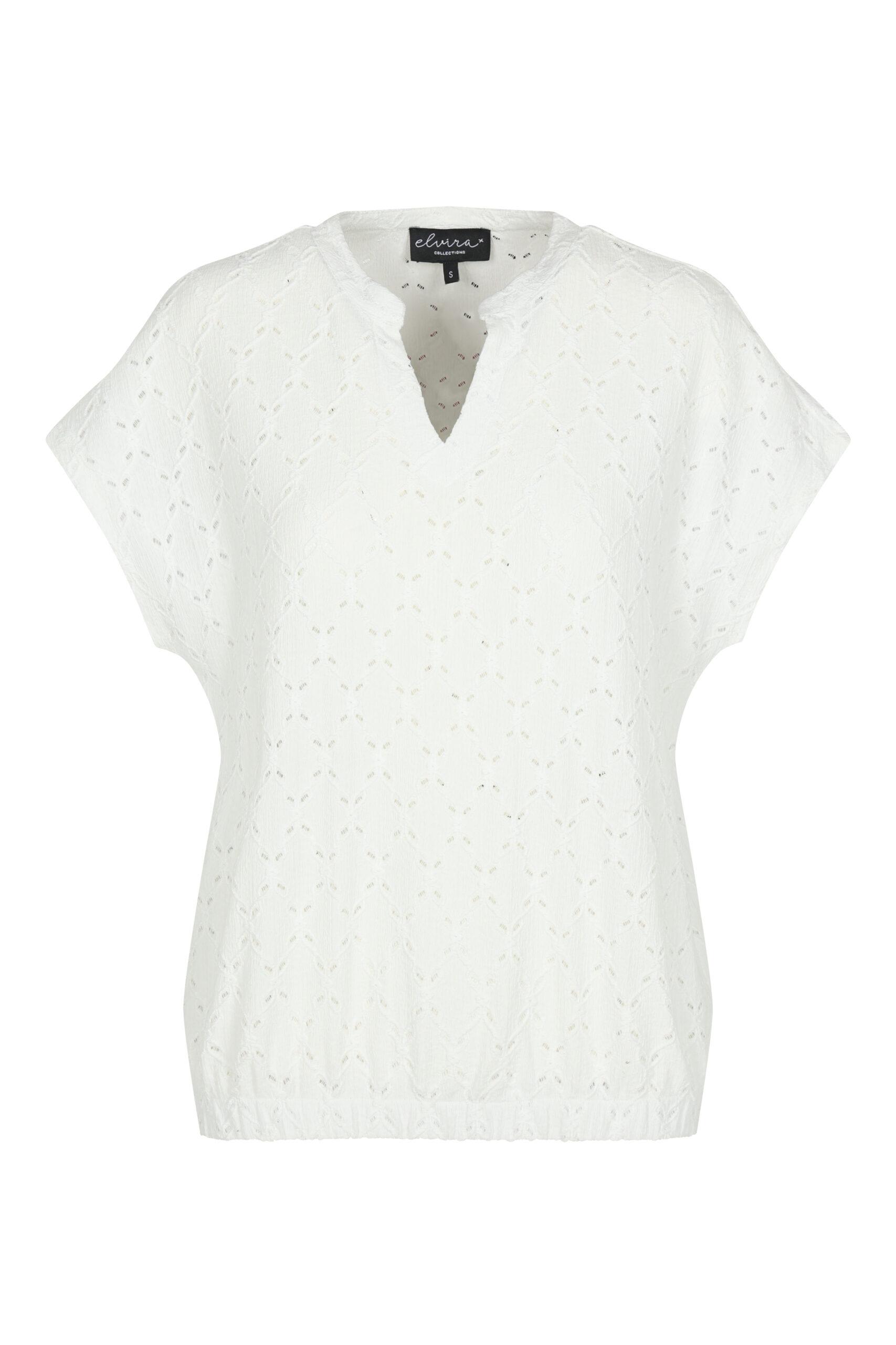 Elvira Casuals Top Lizzy E3 25-010 T-shirt Korte Mouw 15 Off White