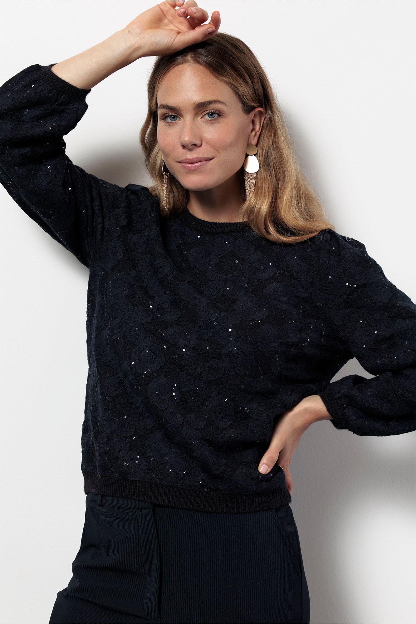 Studio Anneloes Lica Lace Pullover 13398 Trui 6900 Dark Blue