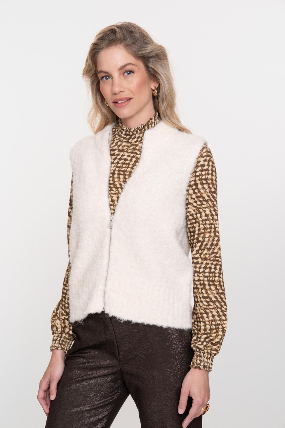 Geisha Pullover Sleeveless With Zipper 54835 29 Trui 10 Off white