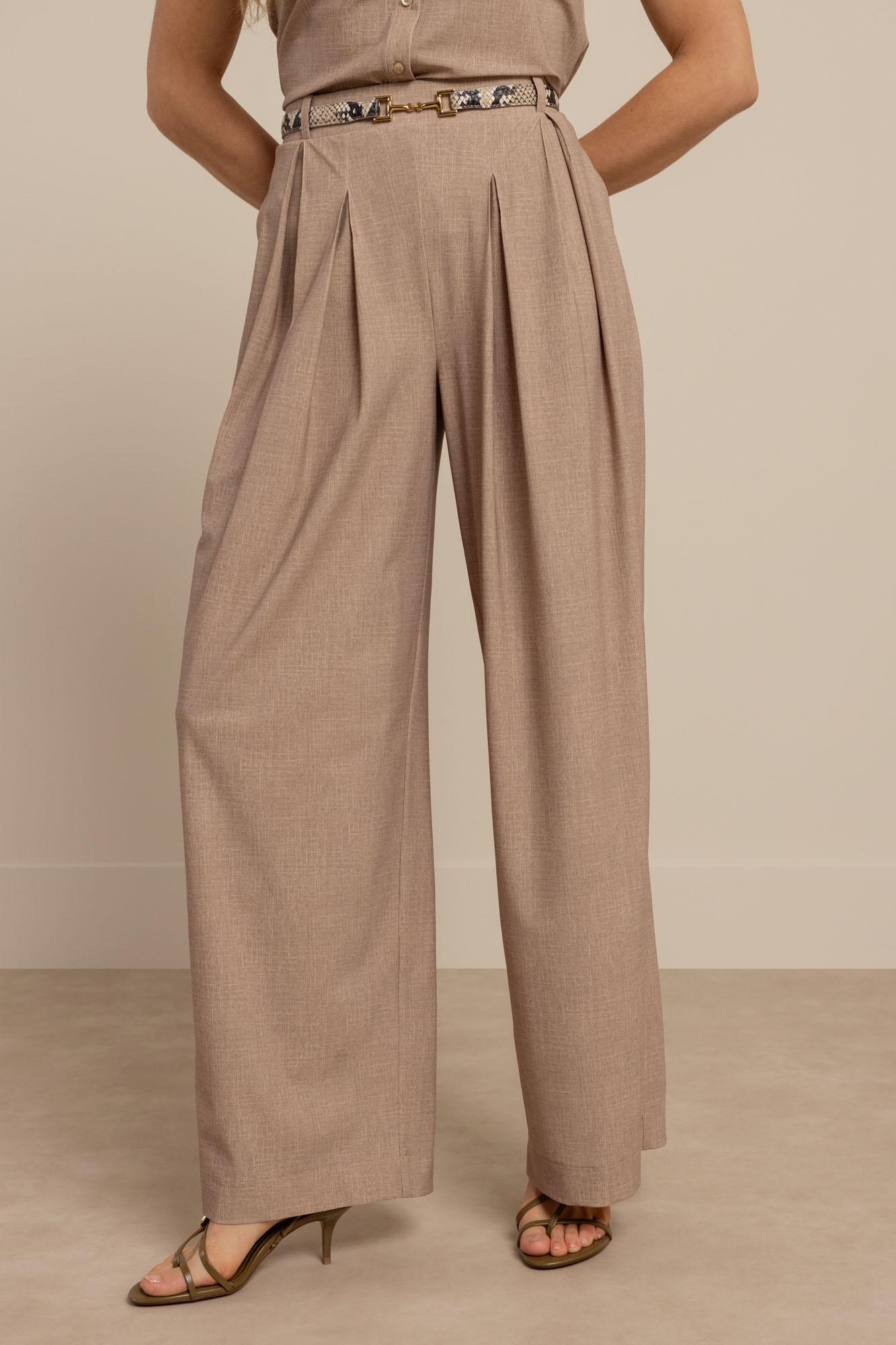 Studio Anneloes Liese Linen Look Trousers 13860 Broek 2200 Latte