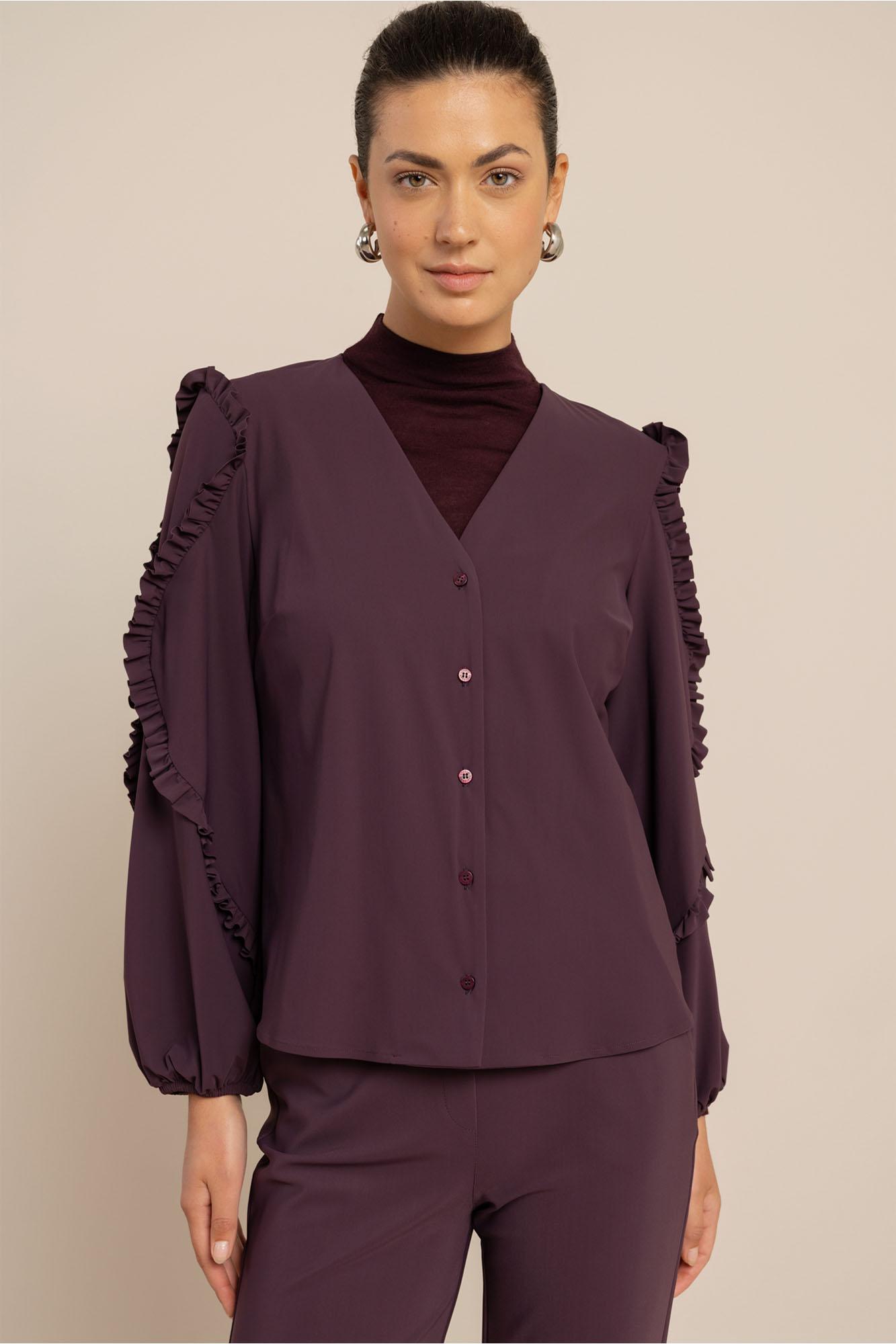 Studio Anneloes Ingrid Ruffle Blouse 14212 Blouse 4800 Aubergine