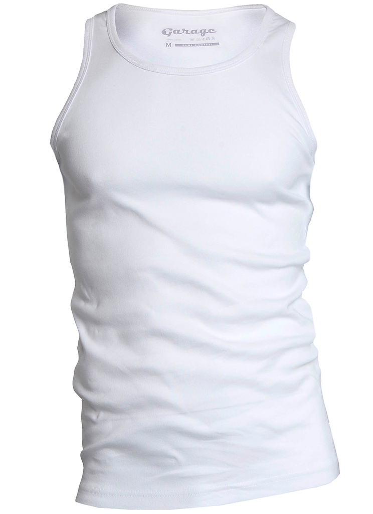 Garage Semi Bodyfit Singlet Tops En Singlets White