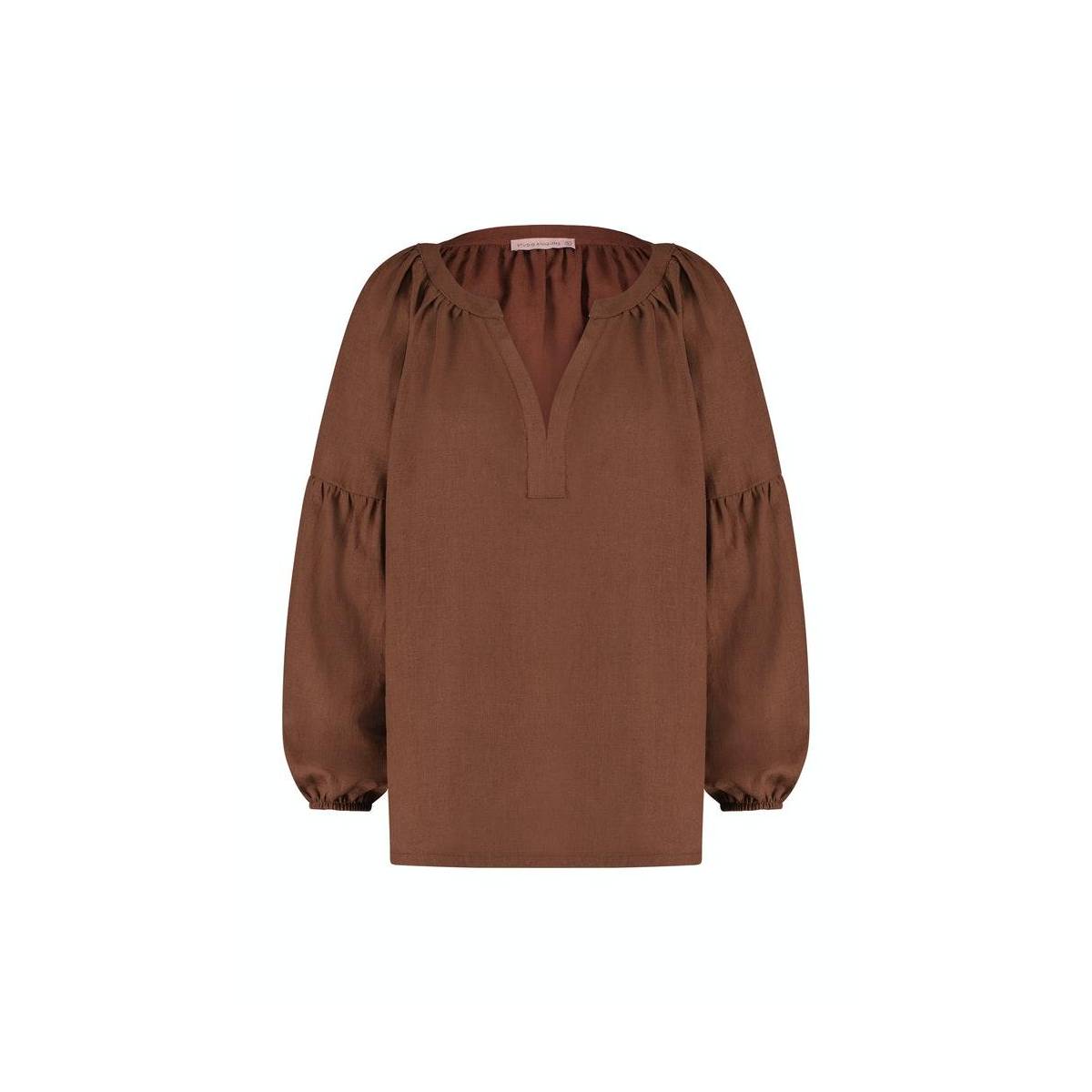 Studio Anneloes Noor linen blouse 07284 Bruin