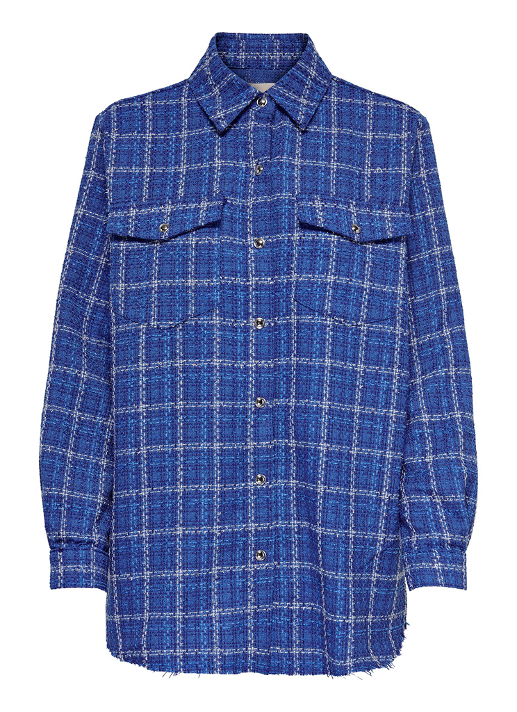 Only Onlleoma L/s Boucle Shacket Pnt Jackets Victoria Blue Black & Silver Lurex