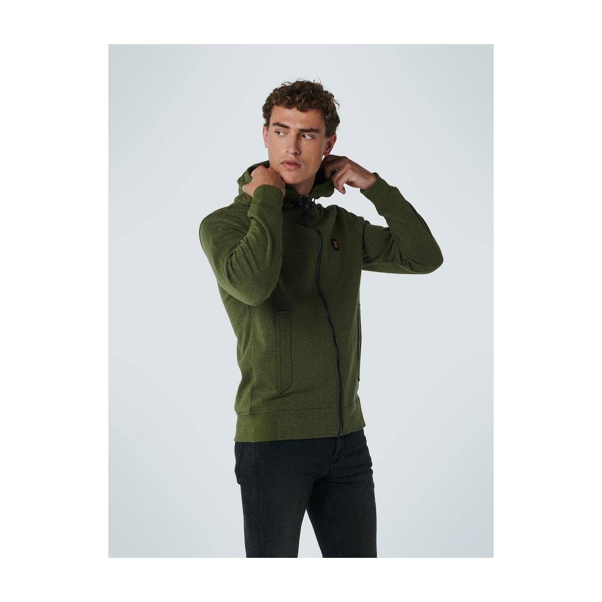 NO- EXCESS Sweater Full Zipper Hooded Groen
