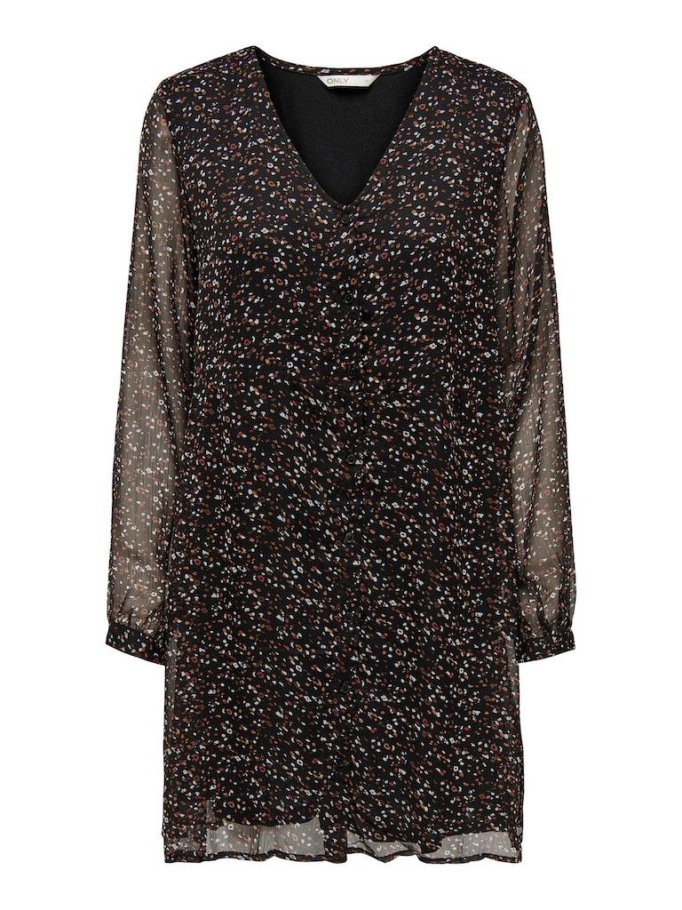 Only Onlriley L/s V-neck Button Dress Ex Ptm Jurk Black Elodie