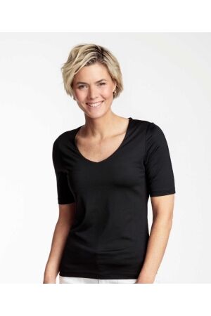 Tramontana Tramontana paula nos basic v-neck top h/s T-shirt Korte mouw 009000-black 009000-Black