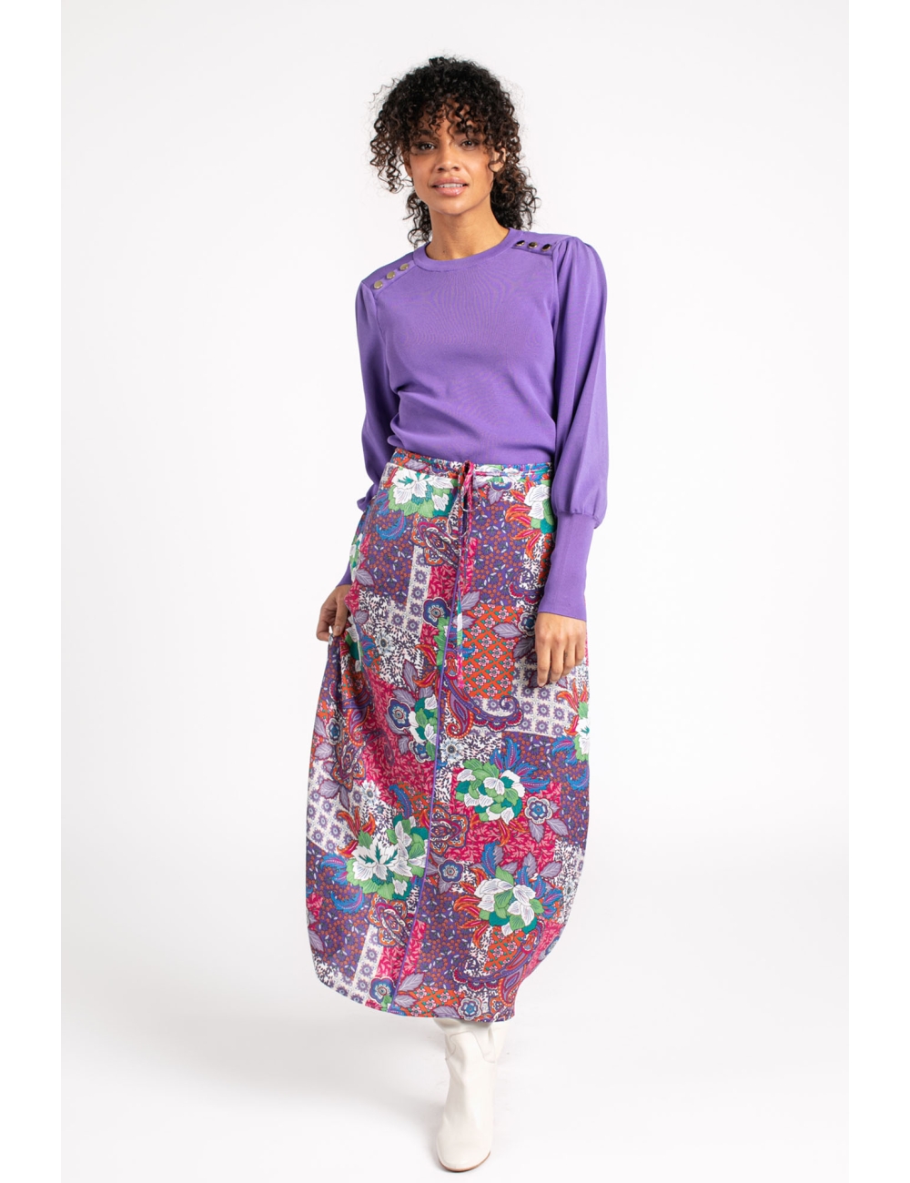 Studio Anneloes aria flower skirt 08253 5066 purple shirtblue