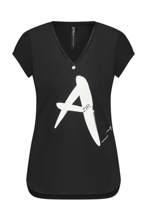 ZIP73 ZIP73 311/01 top v-hals a T-shirt Korte mouw 10/zwart