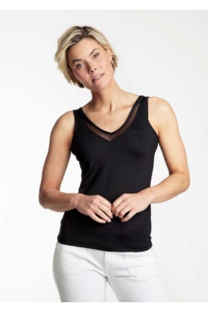 Tramontana Tramontana pam nos basic v-neck singlet mesh Tops en Singlets 009000-black