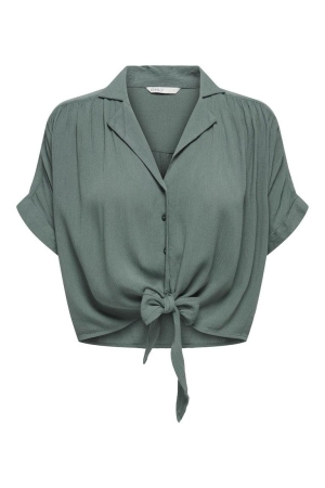 Only Only 15281497 onlpaula life s/s tie shirt wvn noos Blouse balsam green