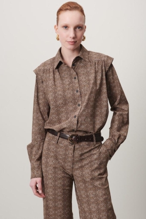 Jane Lushka Jane Lushka hanna blouse technical jersey ule723108 Blouse 088 brown