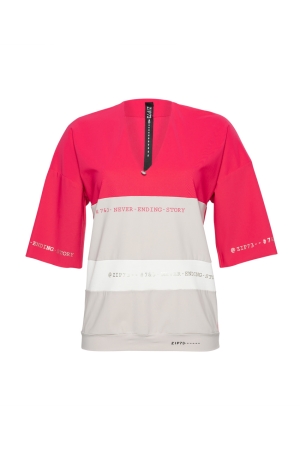 ZIP73 ZIP73 720/01 top streep print T-shirt Lange mouw 07/framboos