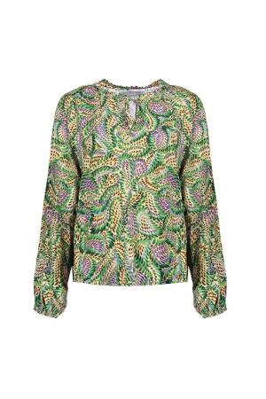 Geisha Geisha 33665-20 top T-shirt Lange mouw 530 green/purple combi