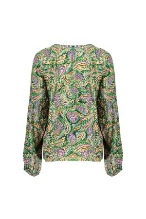 Geisha Geisha 33665-20 top T-shirt Lange mouw 530 green/purple combi