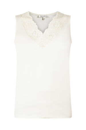 Tramontana Tramontana pippa nos basic top v-neck lace Tops en Singlets 001100-offwhite 001100-OffWhite