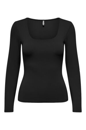 Only Only 15302647 onlea l/s deep neck top jrs noos T-shirt Lange mouw black