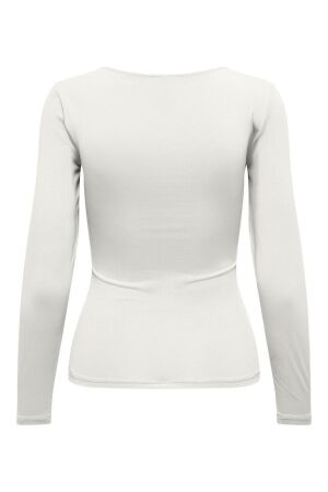 Only Only 15302647 onlea l/s deep neck top jrs noos T-shirt Lange mouw cloud dancer