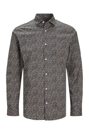J&J Premium J&J Premium 12237914 jprblablackpool stretch shirt ls aw23 sn Overhemd emperador slim fit
