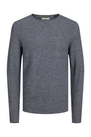 J&J Premium J&J Premium 12238557 jprblumiguel knit crew neck noos Trui maritime blue twisted w. cloud dancer