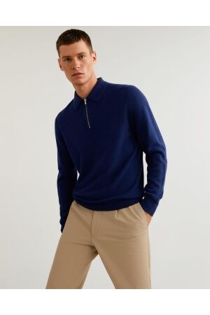 J&J Premium J&J Premium 12248371 jprblastall knit half zip Trui maritime blue maritime navy