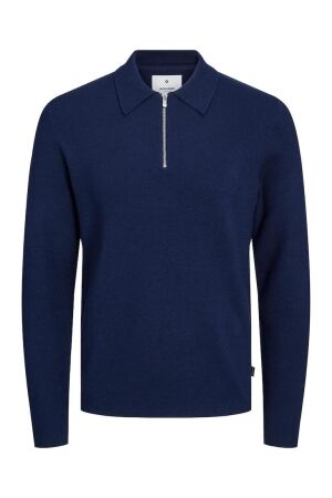 J&J Premium J&J Premium 12248371 jprblastall knit half zip Trui maritime blue maritime navy