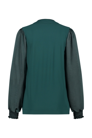 ZIP73 ZIP73 41203/300 top ruffle mouw glans T-shirt Lange mouw 300 groen