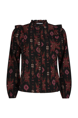 Lofty Manner Lofty Manner ok05.1 blouse mave Blouse 768 big ikat print
