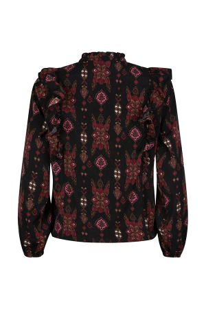 Lofty Manner Lofty Manner ok05.1 blouse mave Blouse 768 big ikat print