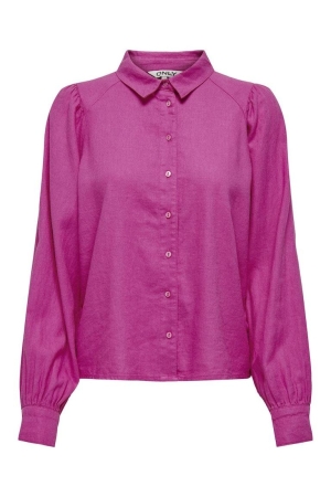 Only Only onlcaro l/s linen bl puff shirt cc pnt 15310974 Blouse raspberry rose