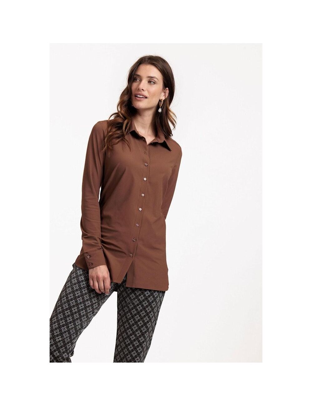 Studio Anneloes poppy rib blouse 09183 Blouse 2300 bronze