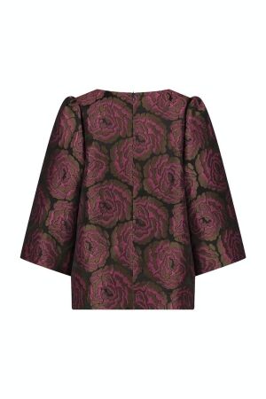 Studio Anneloes Studio Anneloes claudi jacquard top 09213 T-shirt Lange mouw 9056 black/pink