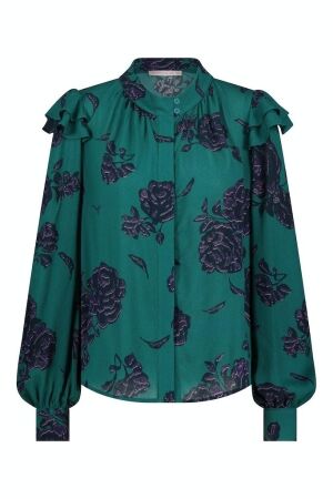 Studio Anneloes Studio Anneloes suzy flowers blouse 09275 T-shirt Lange mouw 7338 deep green/deep purple