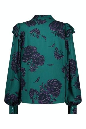 Studio Anneloes Studio Anneloes suzy flowers blouse 09275 T-shirt Lange mouw 7338 deep green/deep purple