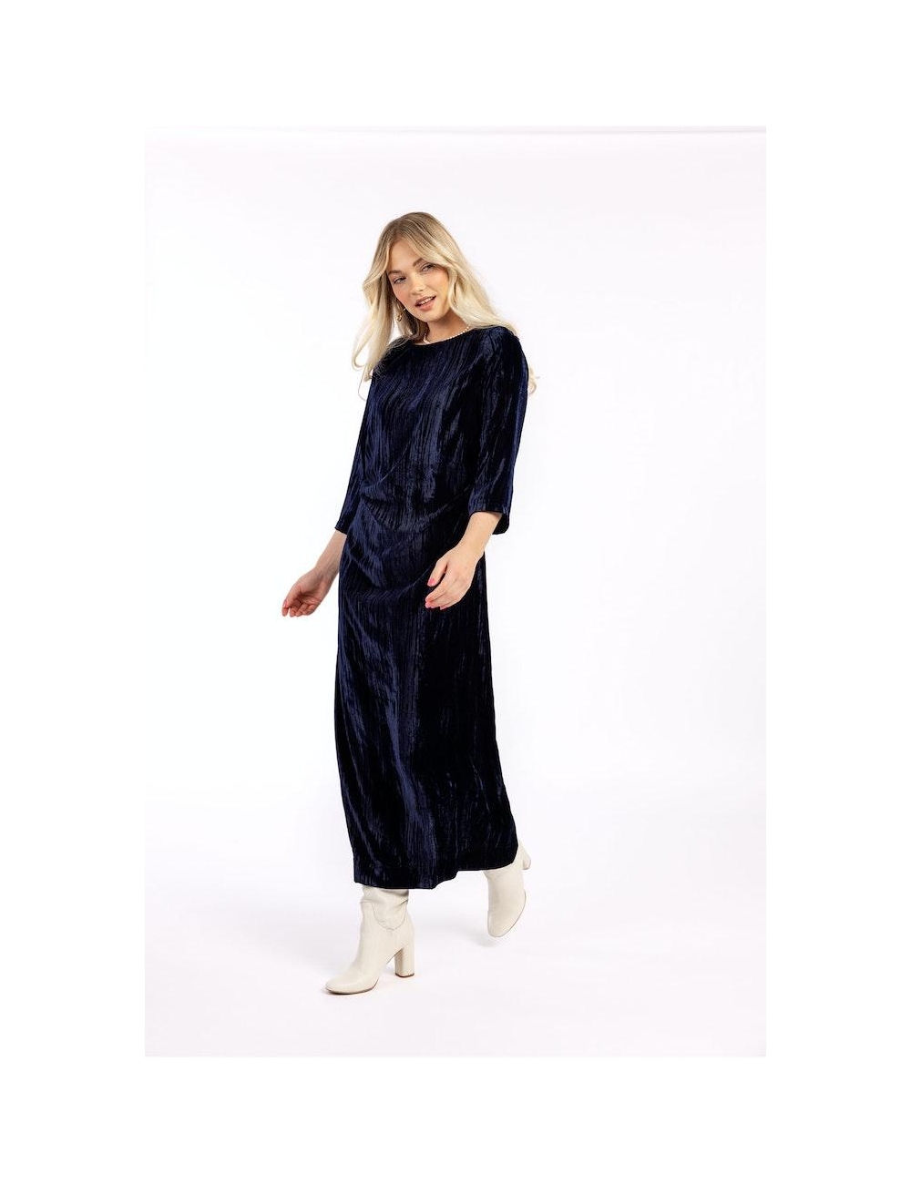 Velvet jurk blauw best sale