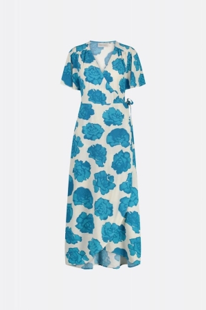 Fabienne Chapot Fabienne Chapot archana butterfly dress clt-106-drs-ss24 Jurk 0022 azure blue/cream whi