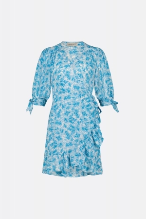 Fabienne Chapot Fabienne Chapot channa short dress clt-89-drs-ss24 Jurk 0017 cream white/azure bl
