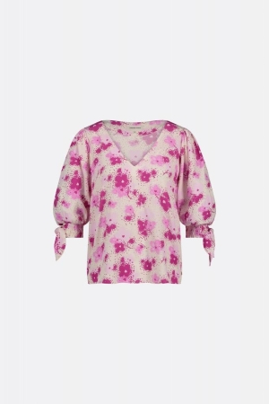 Fabienne Chapot Fabienne Chapot nacha top clt-254-top-ss24 T-shirt korte mouw 0012 hot pink/cream white