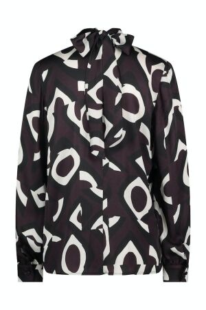 Studio Anneloes Studio Anneloes izzie satin eyes top 09371 T-shirt Lange mouw 8611 aubergine/offwhite