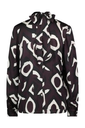 Studio Anneloes Studio Anneloes izzie satin eyes top 09371 T-shirt Lange mouw 8611 aubergine/offwhite
