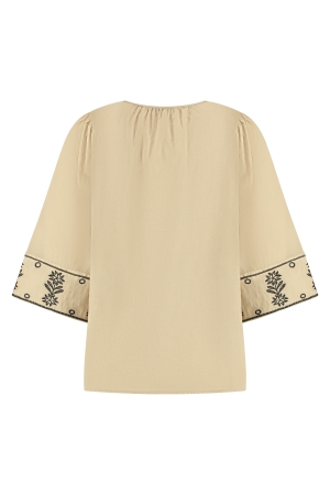 Nukus Nukus serena top ss240169 T-shirt Lange mouw 64 camel