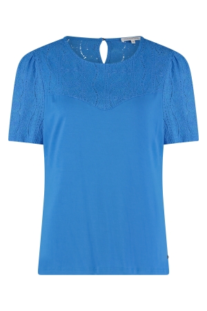 Tramontana Tramontana c22-11-404 top jersey lace s/s T-shirt Korte mouw 005800-aqua