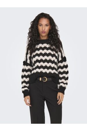 Only Only onllulu life ls stripe o-neck knt 15309291 Trui black cloud dancer